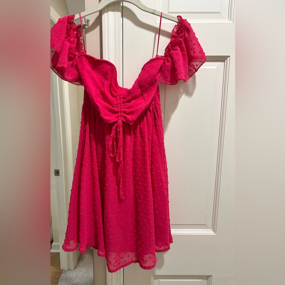 FAVLUX Cold Shoulder Sweetheart Hot Pink Mini Dress Size Small